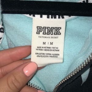 PINK turquoise zip up sweater. Worn twice.